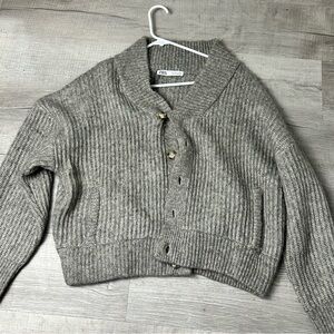 Zara Gray Button-Up Cardigan